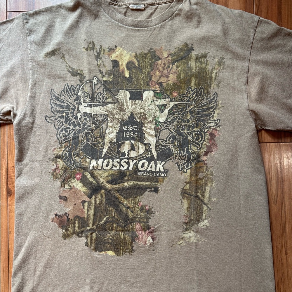 Mossy Oak Vintage‎ Y2K Crazy Front & Back Graphic RealTree Camo Grunge Print XL